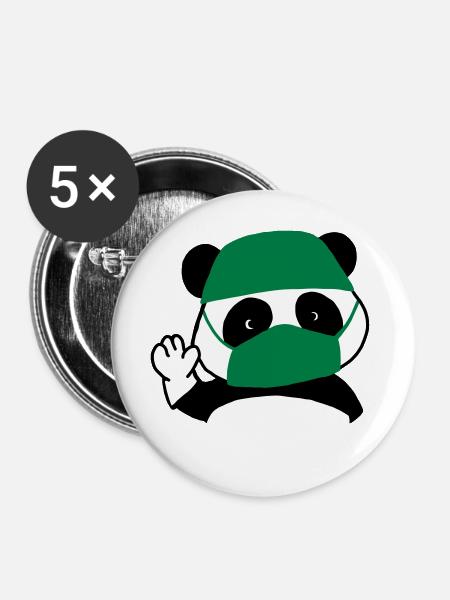 Panda surgeon operating room - Buttons large 2.2''/56 mm (5-pack) - white