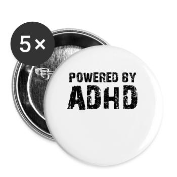 TDAH - Lot de 5 grands badges (56 mm) - blanc - Devant