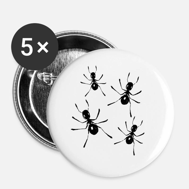 Ants Design - Buttons large 2.2''/56 mm (5-pack) - white