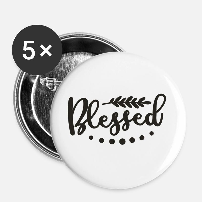 Blessed - Buttons large 2.2''/56 mm (5-pack) - white