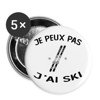 Je Peux Pas J'ai Ski - Lot de 5 grands badges (56 mm) - blanc - Devant