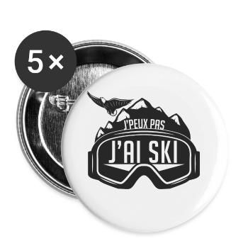 Je peux pas, j'ai ski - Lot de 5 grands badges (56 mm) - blanc - Devant
