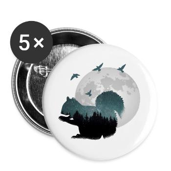 Squirrel with stars - Buttons large 2.2''/56 mm (5-pack) - white - Front