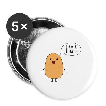 I am a potato - Buttons large 2.2''/56 mm (5-pack) - white - Front