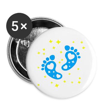 Bébé Pieds Bébé Grossesse Bébé Naissance - Lot de 5 grands badges (56 mm) - blanc - Devant