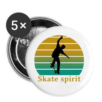 Skate spirit - Lot de 5 grands badges (56 mm) - blanc - Devant