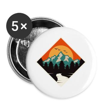 Mountain Forest Sunset - Buttons large 2.2''/56 mm (5-pack) - white - Front