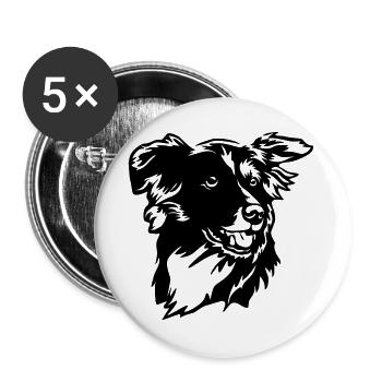 Border Collie Kopf - Lot de 5 grands badges (56 mm) - blanc - Devant