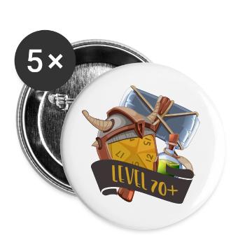 Niveau 70+ Objets RPG Conception du butin du joueur - Lot de 5 grands badges (56 mm) - blanc - Devant