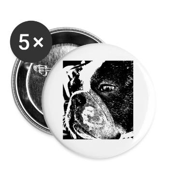 Bulldog français - Lot de 5 grands badges (56 mm) - blanc - Devant