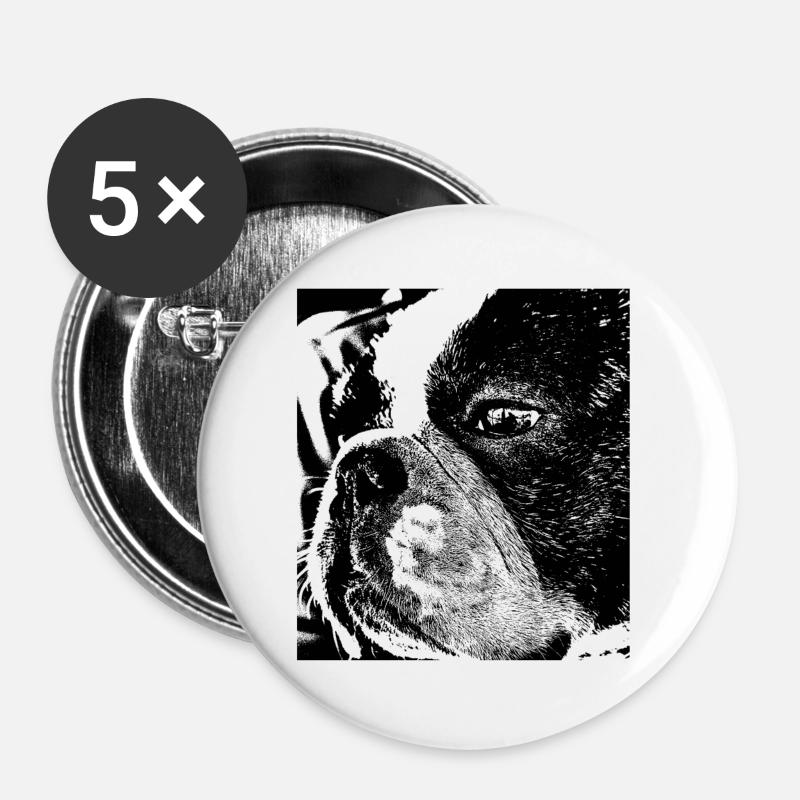 French Bulldog - Buttons large 2.2''/56 mm (5-pack) - white