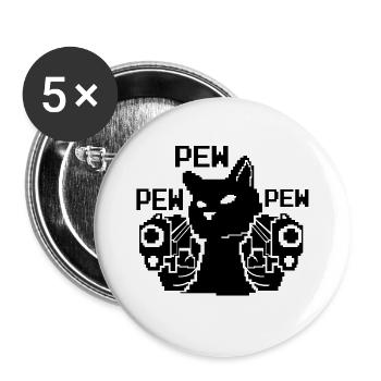 Katze Kätzchen Katzenhalter Pew Pew Pew - Buttons groß 56 mm (5er Pack) - Weiß - Vorne