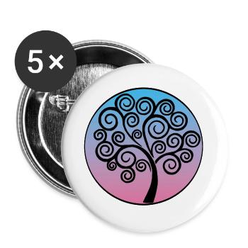 Black tree of life on blue and pink background - Buttons large 2.2''/56 mm (5-pack) - white - Front