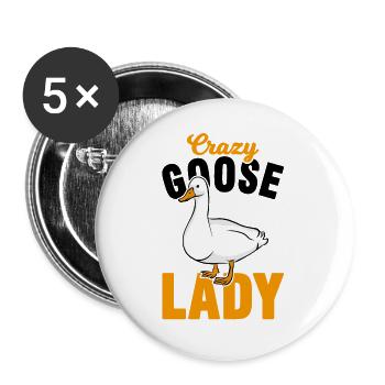 Gans Gänse Frau - Buttons groß 56 mm (5er Pack) - Weiß - Vorne