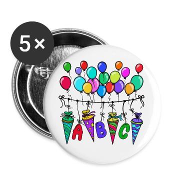 School School Day School Start School Start Learning - Buttons large 2.2''/56 mm (5-pack) - white - Front