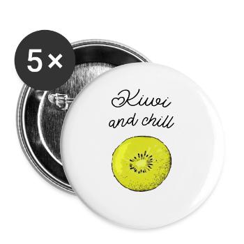 Kiwi And Chill - Buttons groß 56 mm (5er Pack) - Weiß - Vorne