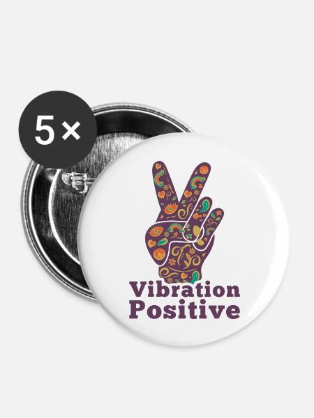 T-Shirt positive Vibration. - Buttons groß 56 mm (5er Pack) - Weiß
