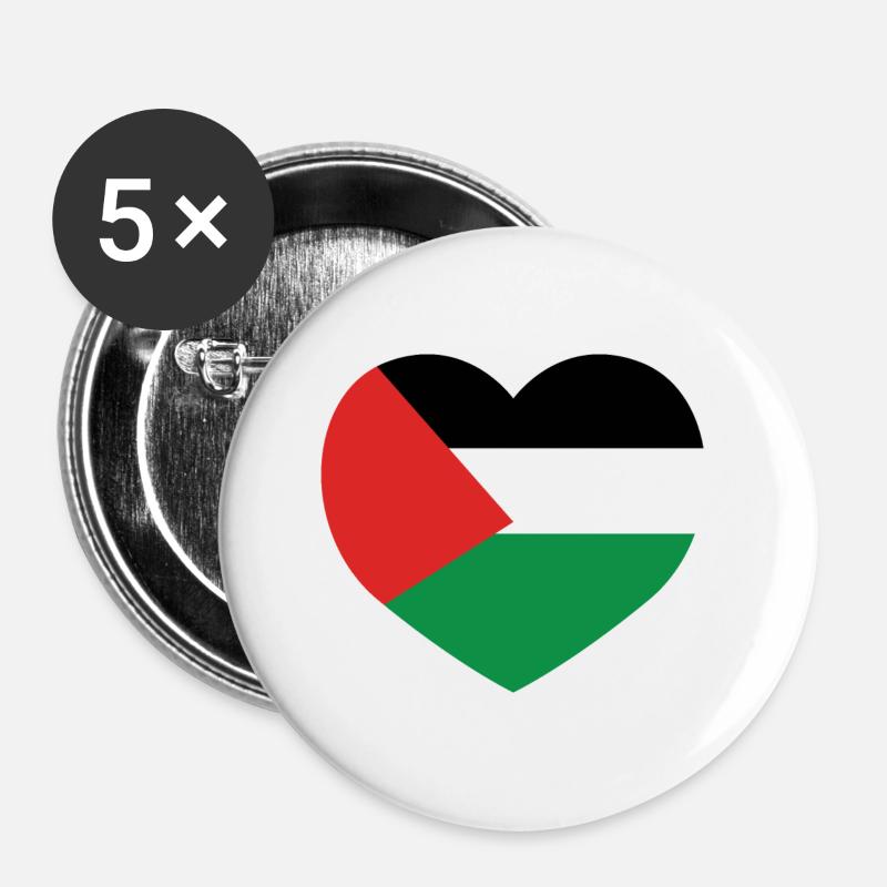 Love Palestine - Buttons groß 56 mm (5er Pack) - Weiß
