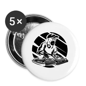 Cool Monkey Baboon Popo Pavianpopo Gorilla DJ - Buttons large 2.2''/56 mm (5-pack) - white - Front