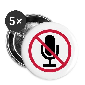 Schild Mute Mikrofon - Buttons groß 56 mm (5er Pack) - Weiß - Vorne