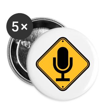 Schild Hinweis Mikrofon - Buttons groß 56 mm (5er Pack) - Weiß - Vorne