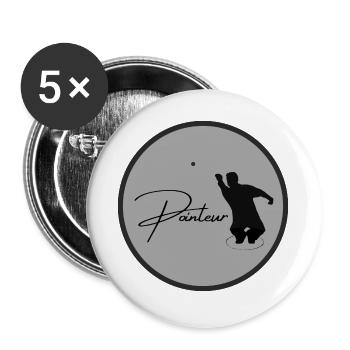 Boule Logo Silhouette Pointeur - Lot de 5 grands badges (56 mm) - blanc - Devant