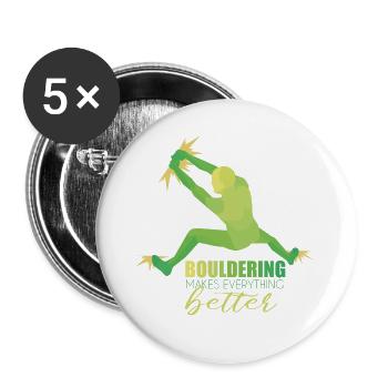 Bouldern - Buttons groß 56 mm (5er Pack) - Weiß - Vorne