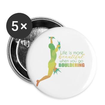 Bouldern - Buttons groß 56 mm (5er Pack) - Weiß - Vorne