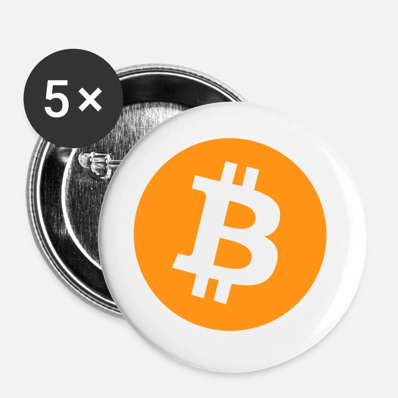 Bitcoin - Buttons groß 56 mm (5er Pack) - Weiß