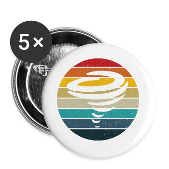 Cadeau rétro de chasseur de tempête de coucher du soleil de tornade - Lot de 5 grands badges (56 mm) - blanc - Devant