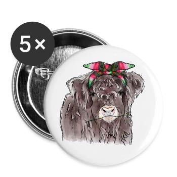 Vache de chéri de highland - Lot de 5 grands badges (56 mm) - blanc - Devant