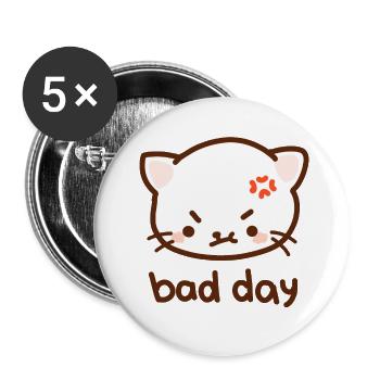 Sour cat - bad day, kawaii, cool - Buttons large 2.2''/56 mm (5-pack) - white - Front
