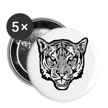 Tiger - Buttons groß 56 mm (5er Pack) - Weiß - Vorne