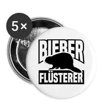 Biber Flüsterer Nagetier Holz Nager Damm Lustig - Buttons groß 56 mm (5er Pack) - Weiß - Vorne