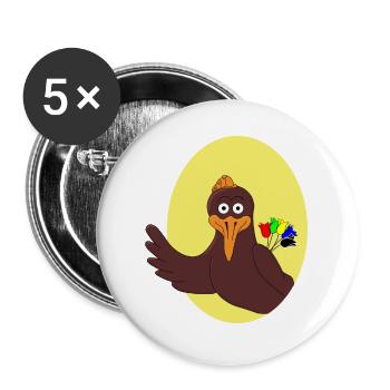 A Chicken Says Hello - Buttons large 2.2''/56 mm (5-pack) - white - Front