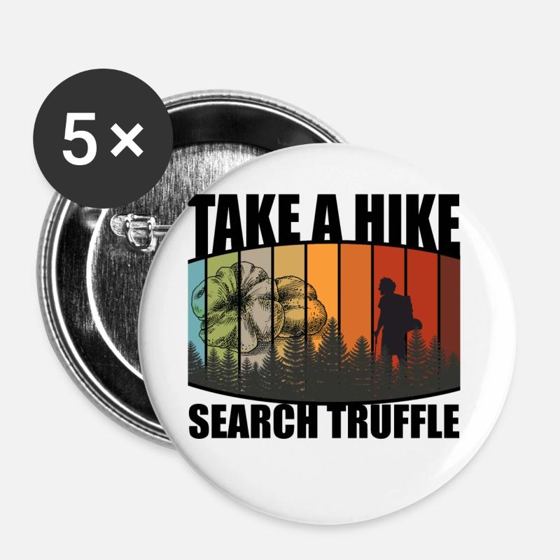 Truffle, Dog, Mushroom, Hunter, Hiking - Buttons large 2.2''/56 mm (5-pack) - white