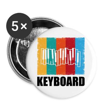 Keyboard Piano Pianist Gift - Buttons large 2.2''/56 mm (5-pack) - white - Front