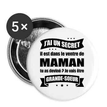 JE VAIS ÊTRE GRANDE-SŒUR - Lot de 5 grands badges (56 mm) - blanc - Devant