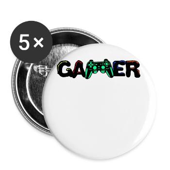 Gamer Games Zocker Controller Spielkonsole Spieler - Buttons groß 56 mm (5er Pack) - Weiß - Vorne