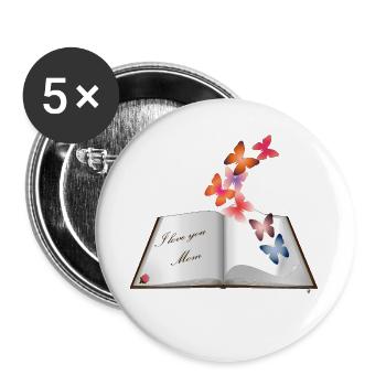 Ich hab dich lieb, Mama - Buttons groß 56 mm (5er Pack) - Weiß - Vorne