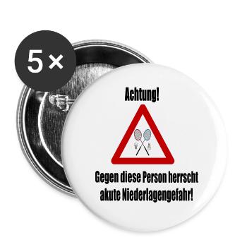 Achtung! Akute Niederlagengefahr! - Buttons groß 56 mm (5er Pack) - Weiß - Vorne