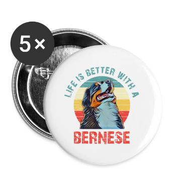 Bernese mountain dog - Buttons large 2.2''/56 mm (5-pack) - white - Front