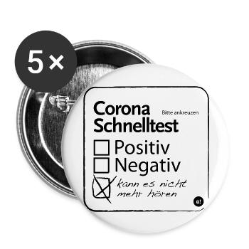 Corona Schnelltest - Buttons groß 56 mm (5er Pack) - Weiß - Vorne