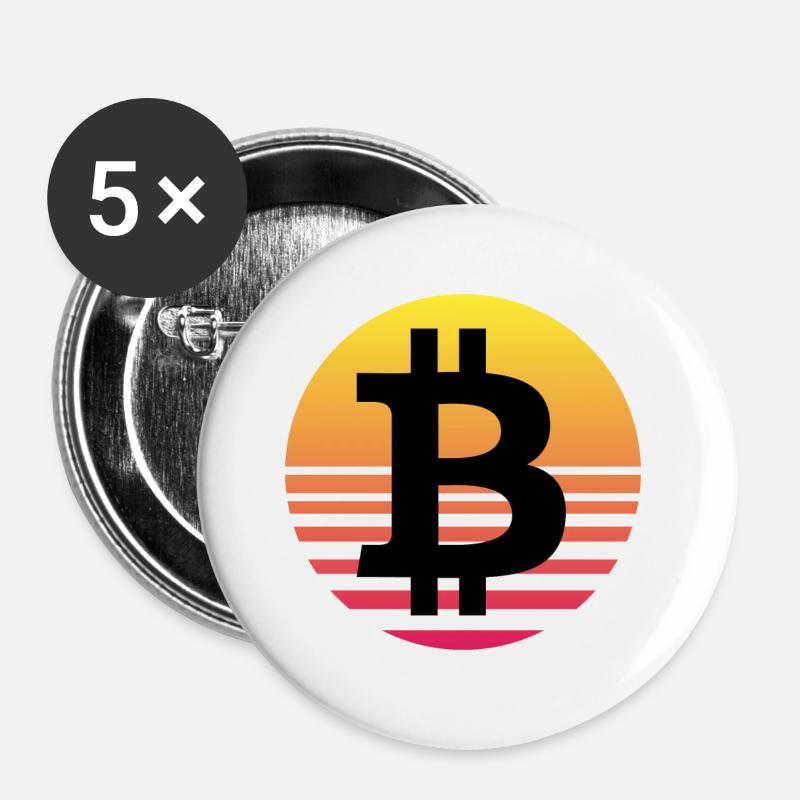 Bitcoin - Buttons groß 56 mm (5er Pack) - Weiß
