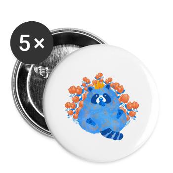 blauer Waschmann - Buttons groß 56 mm (5er Pack) - Weiß - Vorne