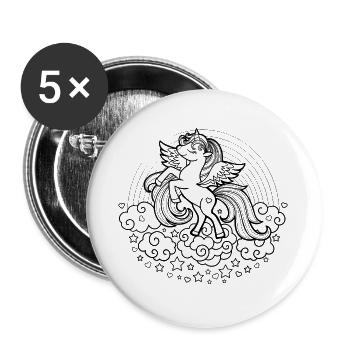 Licorne fille cadeau - Lot de 5 grands badges (56 mm) - blanc - Devant