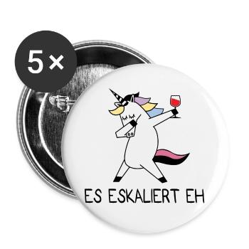 Es eskaliert eh Geschenk Einhorn Mädchen - Buttons groß 56 mm (5er Pack) - Weiß - Vorne
