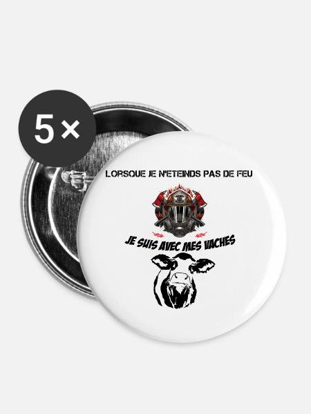 firefighter with my cows - Buttons large 2.2''/56 mm (5-pack) - white