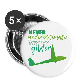 Segelfliegen Segelflieger - Buttons groß 56 mm (5er Pack) - Weiß - Vorne