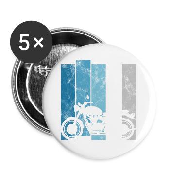 Motorradfahrer Retro Biker Motorrad Chopper Bobber - Buttons groß 56 mm (5er Pack) - Weiß - Vorne